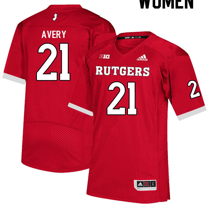 Women #21 Tre Avery Rutgers Scarlet Knights College Football Jerseys Sale-Scarlet - Click Image to Close